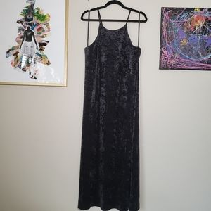 Vintage 90s Velvet Maxi Black Dress
